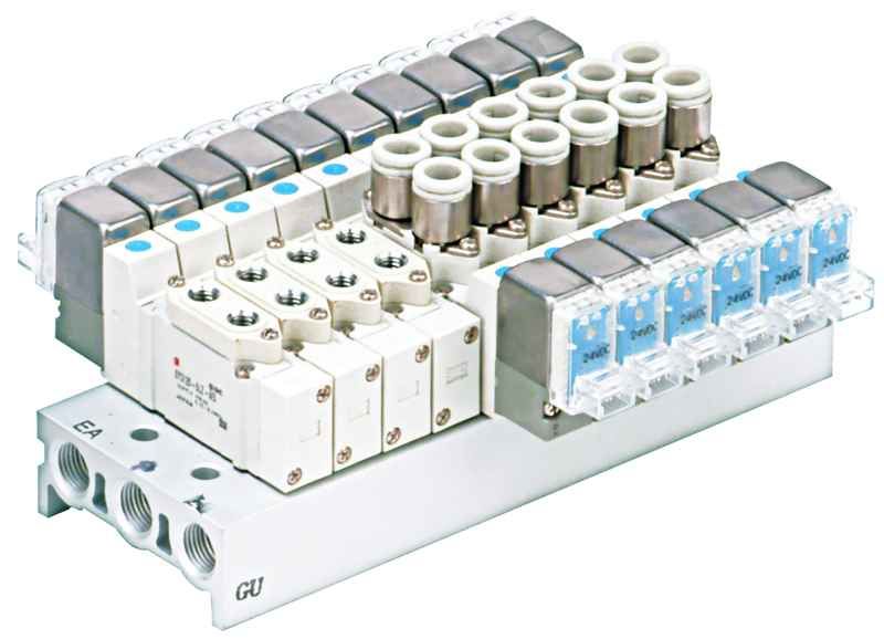 SMC Pneumatic - Pilot operated 5/2, 5/3 way solenoid valve [SY]