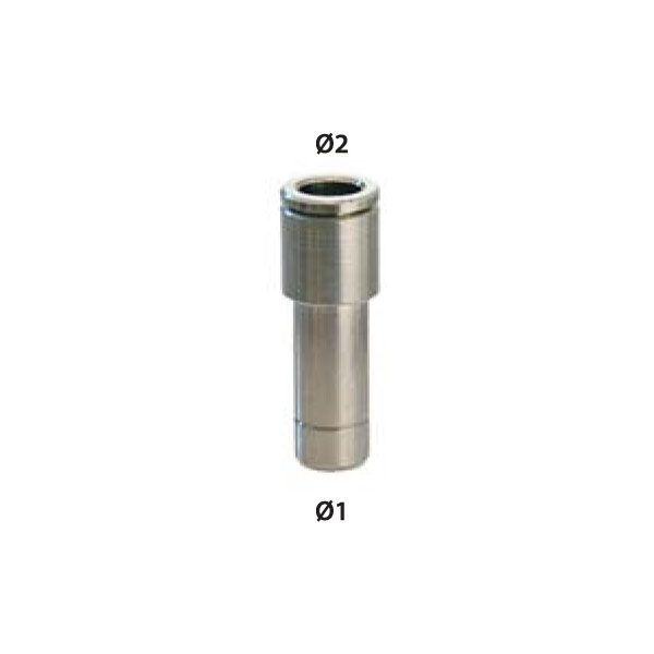 Nickel plated brass Univer push - fit reducer Ø1 10 mm, Ø2 12 mm