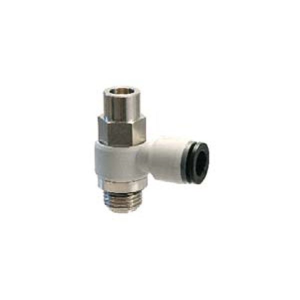 Univer - Throttling check valve, angular, swiveling, screwdriver slot, drain Ø6 G1 / 4