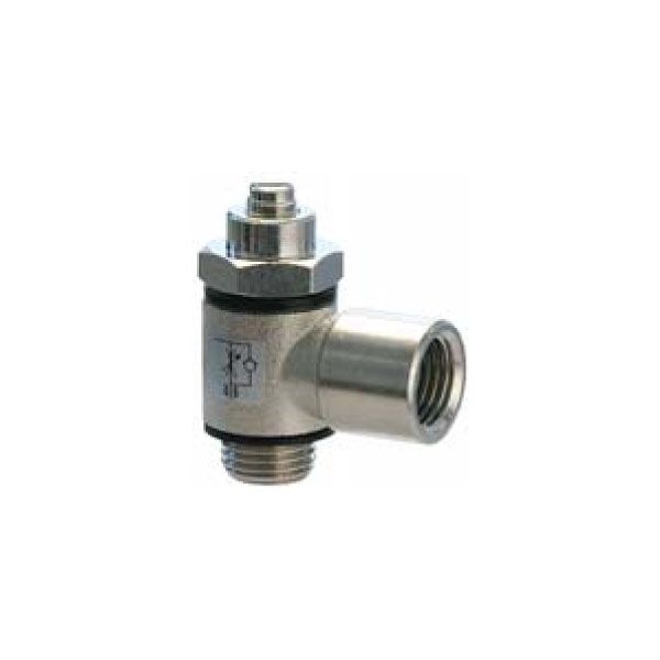 Univer - Throttling check valve, angular, swiveling, male / female thread, drain