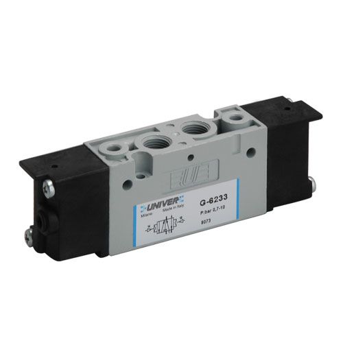 Univer spool valve and solenoid valve 20 mm Housing with 1/8, 5/2 thread, pneumatically reinforced, pneumatically reinforced