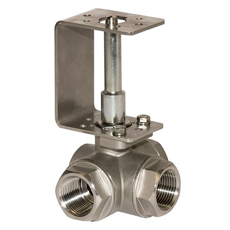 Comparato - Ball Valve with Spacer for Diamond PRO Actuator, Stainless Steel (Aisi 316), T Bore, Full Through, DN15, PN25, 1/2 '', W / W / W