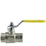 Ball valve for flammable gases, EN331 DVGW, nickel-plated brass, 2x G 1 "IT, yellow lever handle