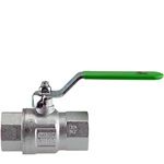 Drinking water ball valve, DVGW / DIN13828 approval, chrome-plated brass, 2x G 1 "IT, green lever handle