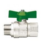 Drinking water ball valve, DVGW / DIN13828 approval, chrome-plated brass, G 1/4 "male x female, green wing handle