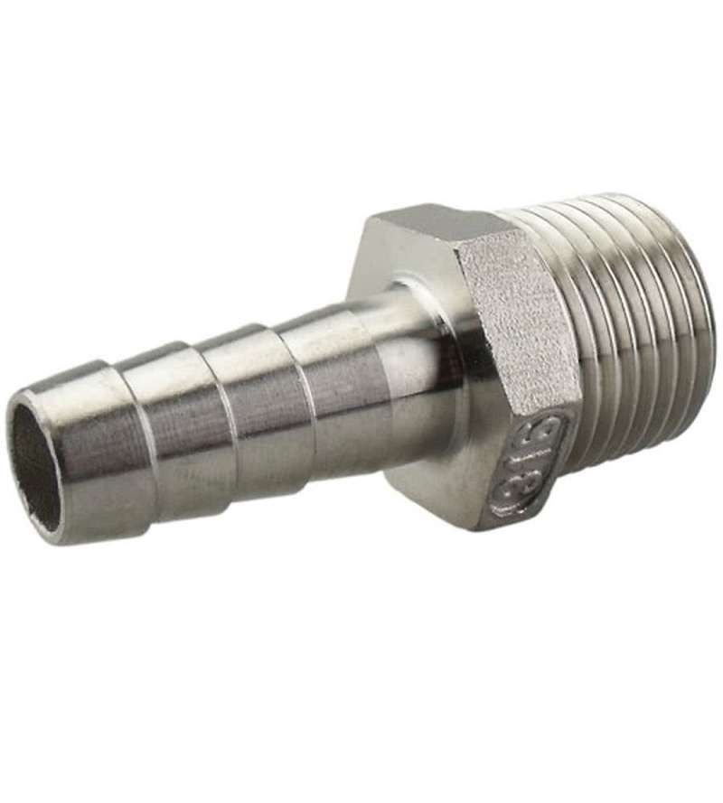 Screw-in hose nozzle, stainless steel, conical, R 1 "male thread, hose connection Ø 25.4mm