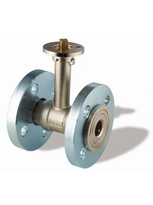 Ball valve in nickel plated brass, full bore with fixed extended neck, flange ISO 5211, with PN16 flanges from diameter 65