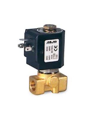 2-way solenoid valve, G 1/8 ", brass, normally open, direct operated