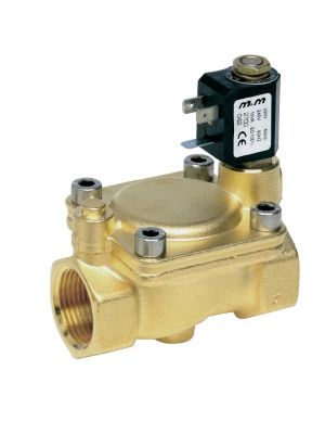 2-way solenoid valve, bistable, G 1/2 ", brass, servo-controlled