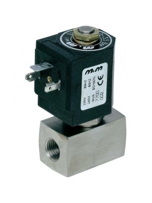 2-way solenoid valve, high pressure, G 1/4 ", stainless steel, normally closed, direct operated