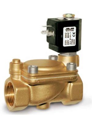 2-way solenoid valve, steam, G 3/4 ", brass, normally closed, servo-controlled