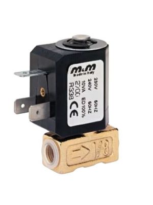 2-way solenoid valve, G 1/8 ", brass, normally closed, direct operated