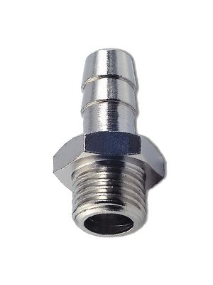 Hose connector male with metric BSPP male thread