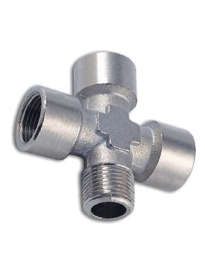 Crosspiece with BSPT thread, 3x internal thread, 1xOuter thread