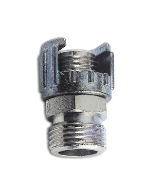 Threaded fitting with BSPP male thread and knurled nut