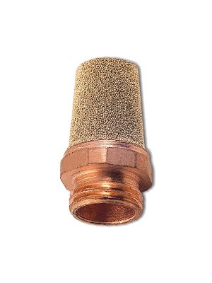 Cone-shaped silencer made of sintered spherical bronze, copper-plated steel base