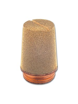 Conical E-shaped silencer made of sintered spherical bronze with round brass copper and slot