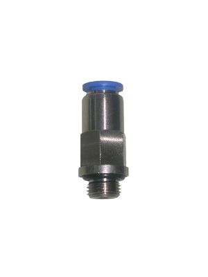 Check valve connector with BSPP and metric thread outlet
