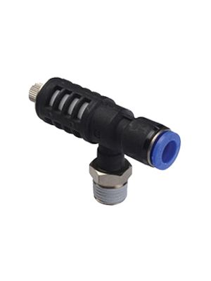 Flow regulator with automatic, low-noise quick-release valve and BSPT thread