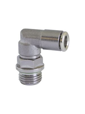 Swivel male L-connector with BSPP & metric thread, O-ring