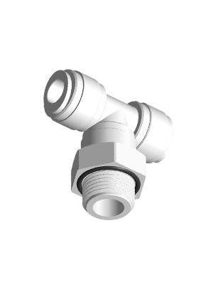 Swiveling male T-connector with BSPP thread