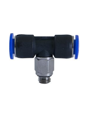 Compact rotary T-connector with metric thread nickel plated