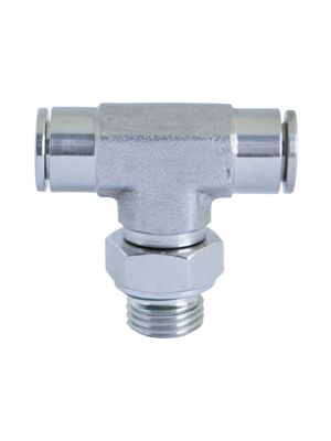 Rotatable male T-connector with BSPP u. Metric thread