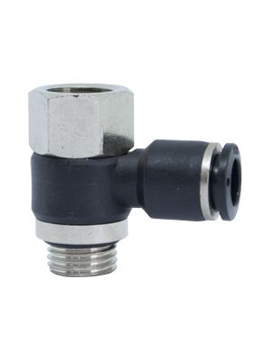 Swivel female Banjo-L male connector with BSPP & metric thread nickel plated