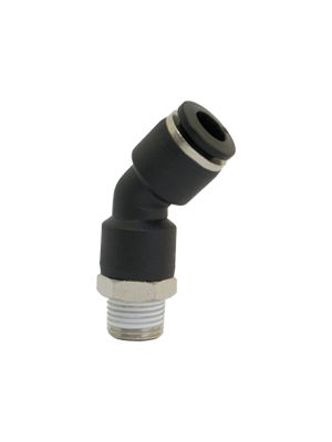 Swiveling L-plug connector with 45 ° outer angle and BSPT thread, nickel-plated