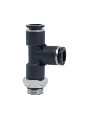 Rotatable male side T-connector with BSPP & male Nickel-plated metric thread
