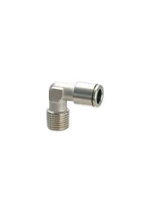 Univer push - in fitting made of nickel - plated brass Angled, fixed, external thread, conical Ø6 R1 / 4