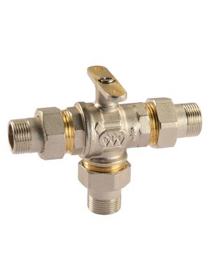Comparato - Ball Valve for Diamant PRO Actuator, 3-Way, Full Through, DN20, PN16, 1 ", M / M / M