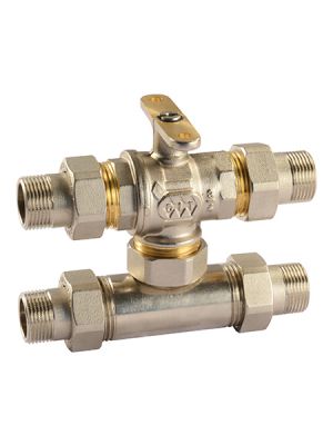 Comparato - By-Pass Ball Valve for Diamant PRO Actuator, 4-Way, Full Through, DN20, PN16, 3/4 ", M / M / M / M