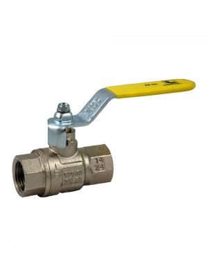 Ball valve for combustible gases, EN331 DVGW, nickel-plated brass, 2x IG, yellow lever handle