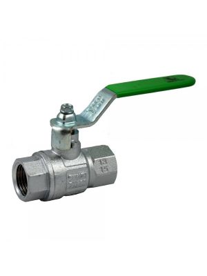 Drinking water ball valve, DVGW / DIN13828 approval, chrome-plated brass, 2x IG, green lever handle