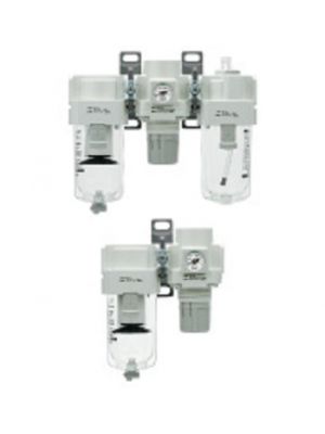 SMC Pneumatik - Wartungseinheit mit der Reihenfolge Filter, Mikrofilter, Regler, Handabsperrventil