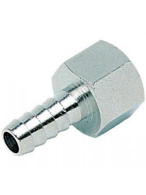 Screw-on hose nozzle, with internal thread, nickel-plated brass