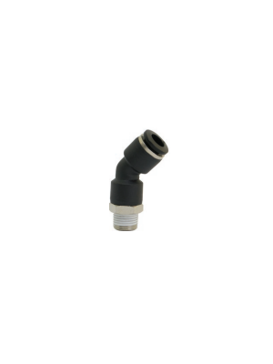Swiveling L-plug connector with 45 ° outer angle, NPT & UNF thread, nickel-plated